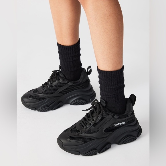 Steve Madden Possession Black Platform Sneakers - Picture 2 of 9